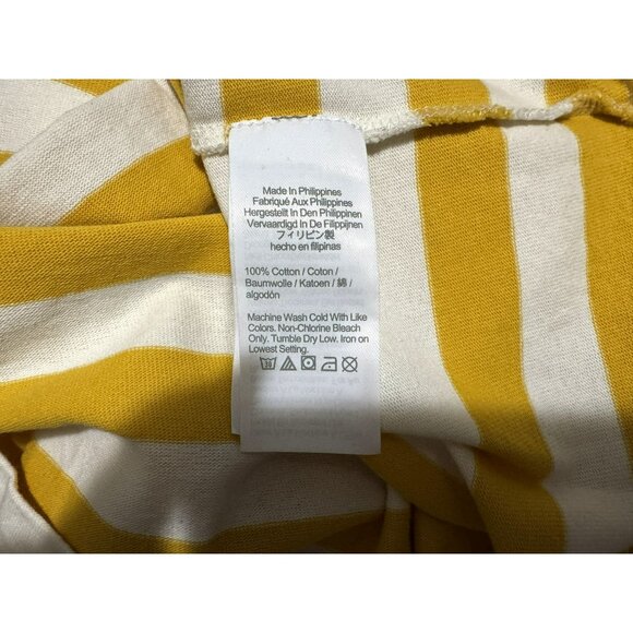 J. Crew Womens S Relaxed Fit Long Sleeve Boatneck T-shirt Yellow & White Stripe - Picture 6 of 6